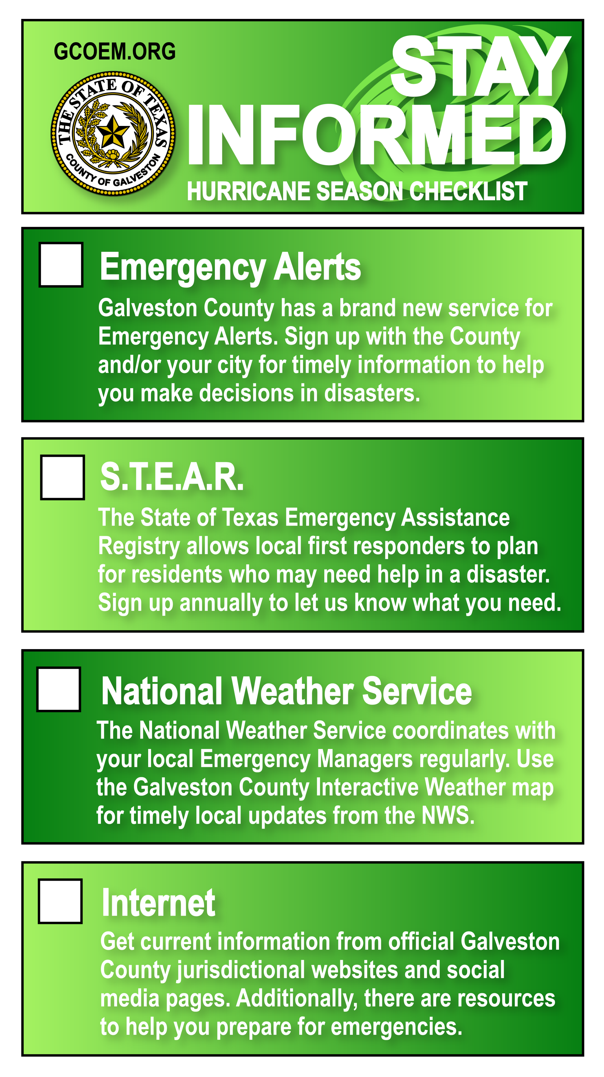 Hurricane Checklist - Stay Informed