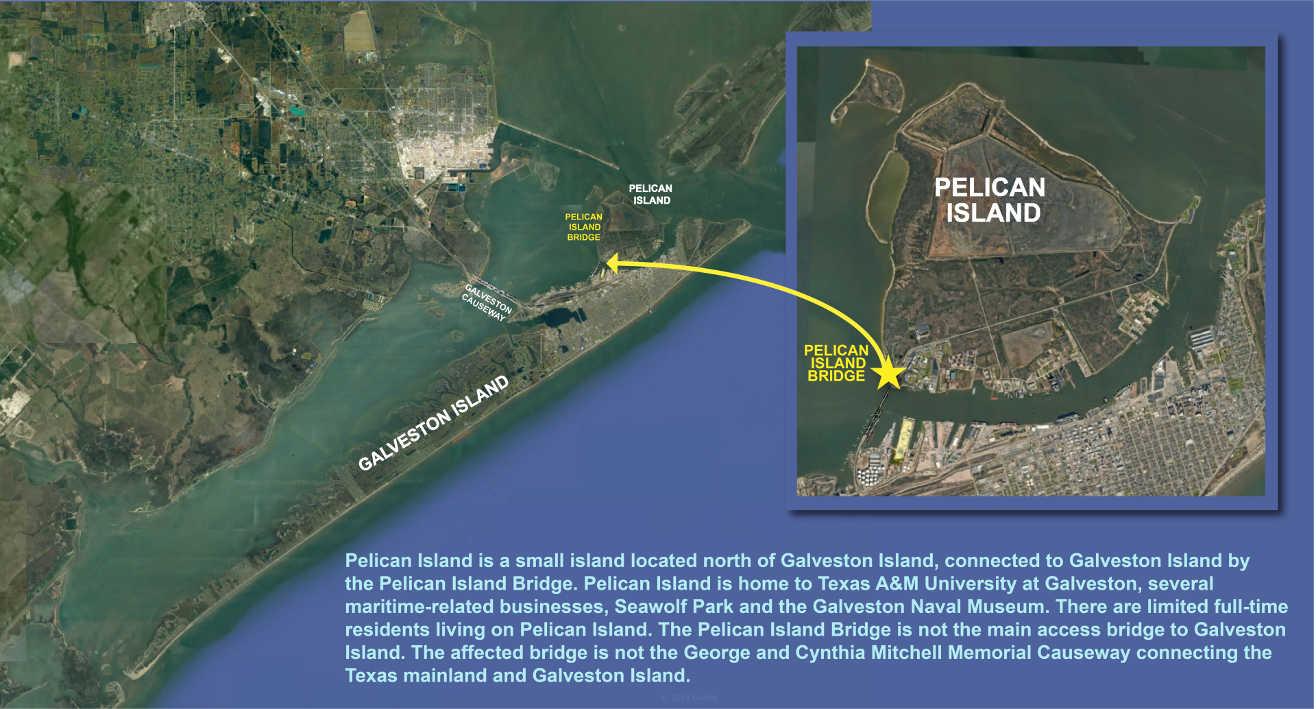 Pelican Island Bridge Incident Map