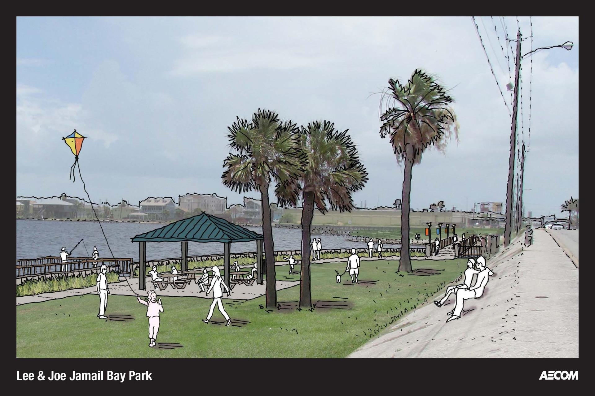 Rendering of people enjoying the park